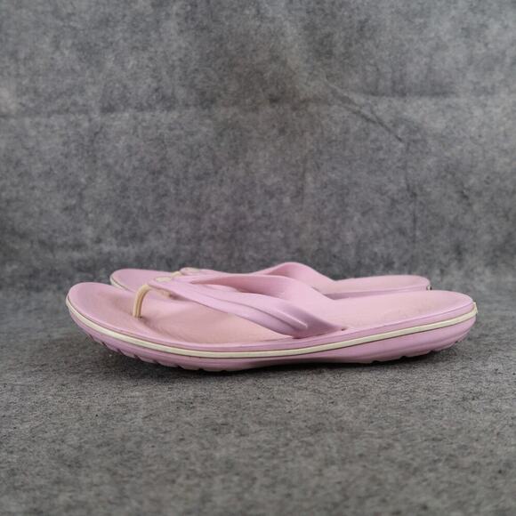 Crocs Shoes Womens 10 Sandals Flip Flops Crocband Pink White Casual Comfort Flat - Picture 4 of 11